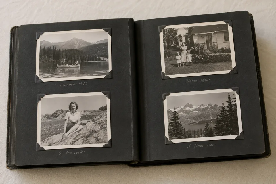 Fotoalbums — illustratief voorbeeld van het materiaal