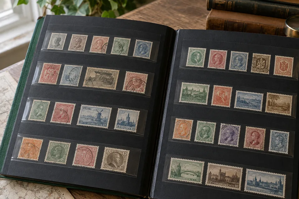 Postzegelcollecties — illustratief voorbeeld van het materiaal