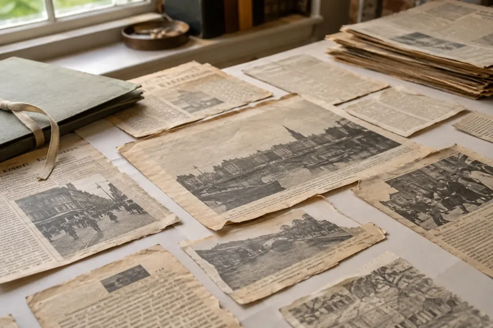 Krantenknipsels — illustratief voorbeeld van het materiaal