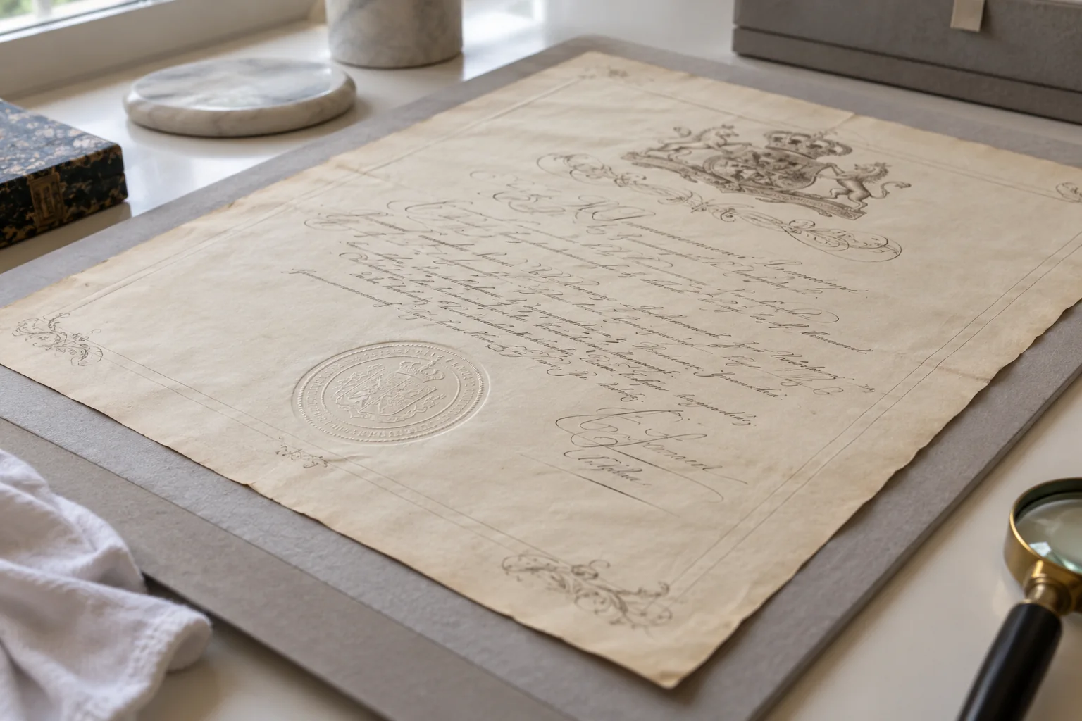 Een papieren document met zegel